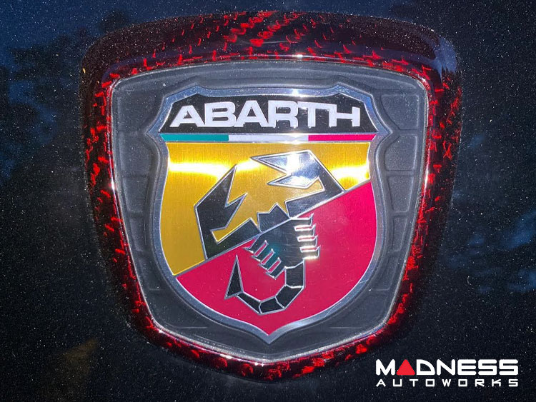FIAT 500 ABARTH Rear Emblem - Carbon Fiber - Dark Red Candy